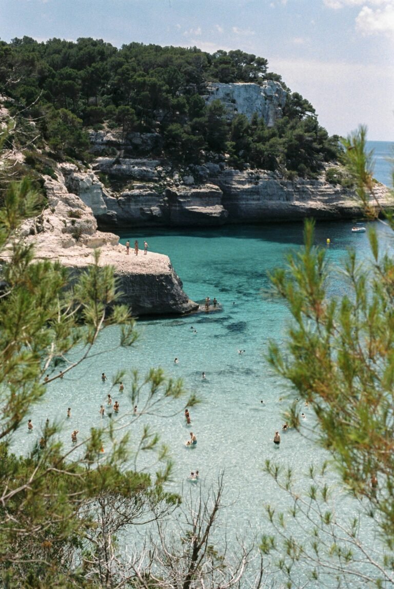 Aerial view of turquoise Mediterranean beach