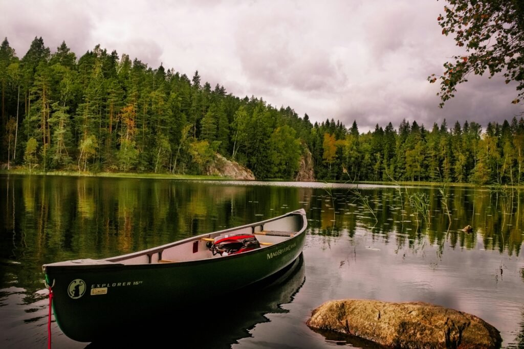 canoe on a lake in estonia